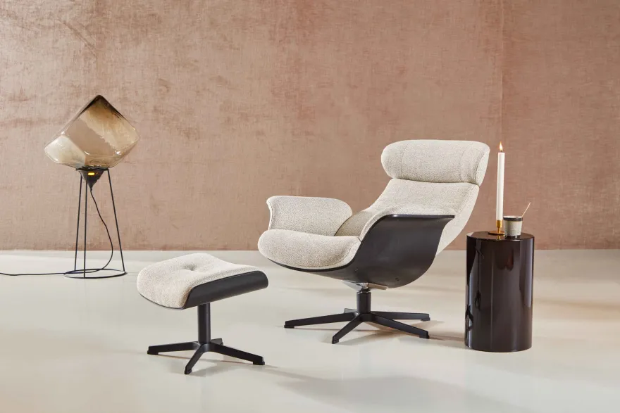 Eijerkamp Collectie Time-Out Beige Relaxfauteuil + Hocker