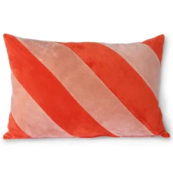 HKLIVING Striped Velvet Koraal Sierkussen
