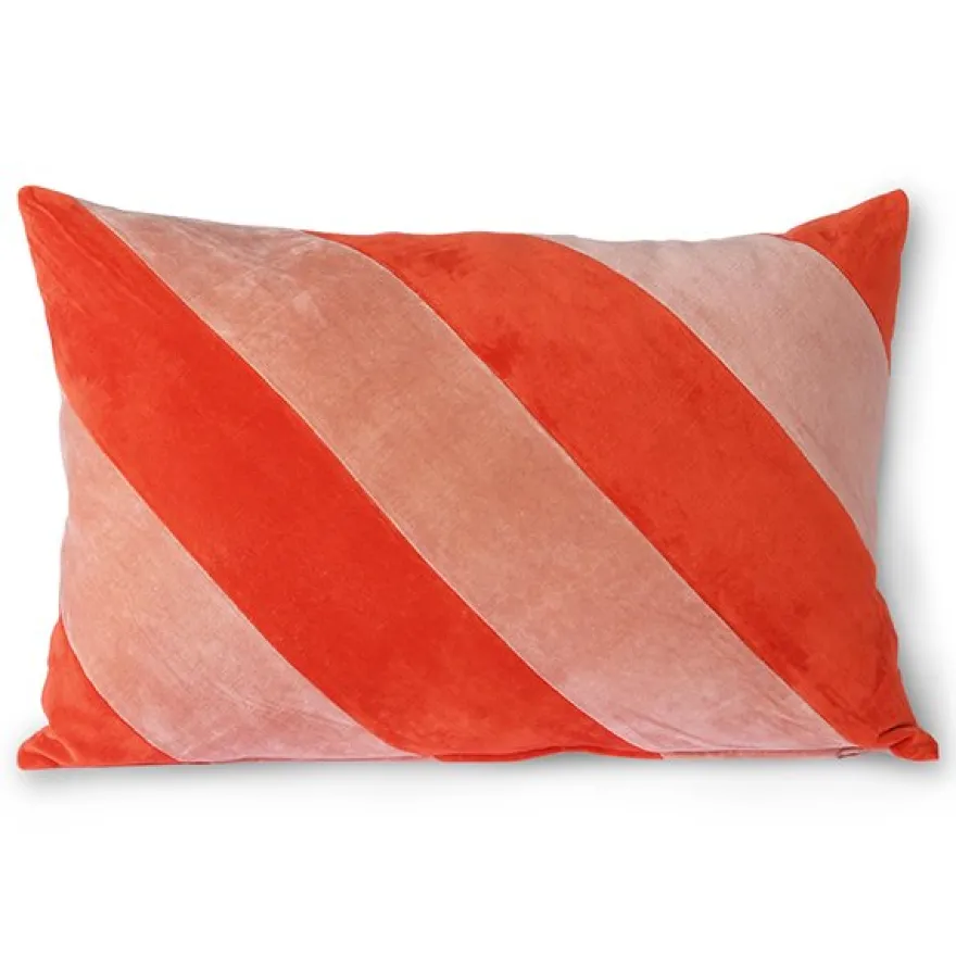 HKLIVING Striped Velvet Koraal Sierkussen