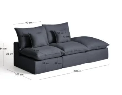 Kave Home Anarela 2-Zitsbank + Hocker