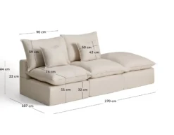Kave Home Anarela 2-Zitsbank + Hocker