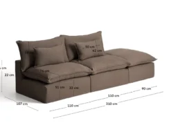 Kave Home Anarela 3-Zitsbank + Hocker