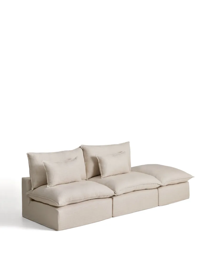Kave Home Anarela 3-Zitsbank + Hocker