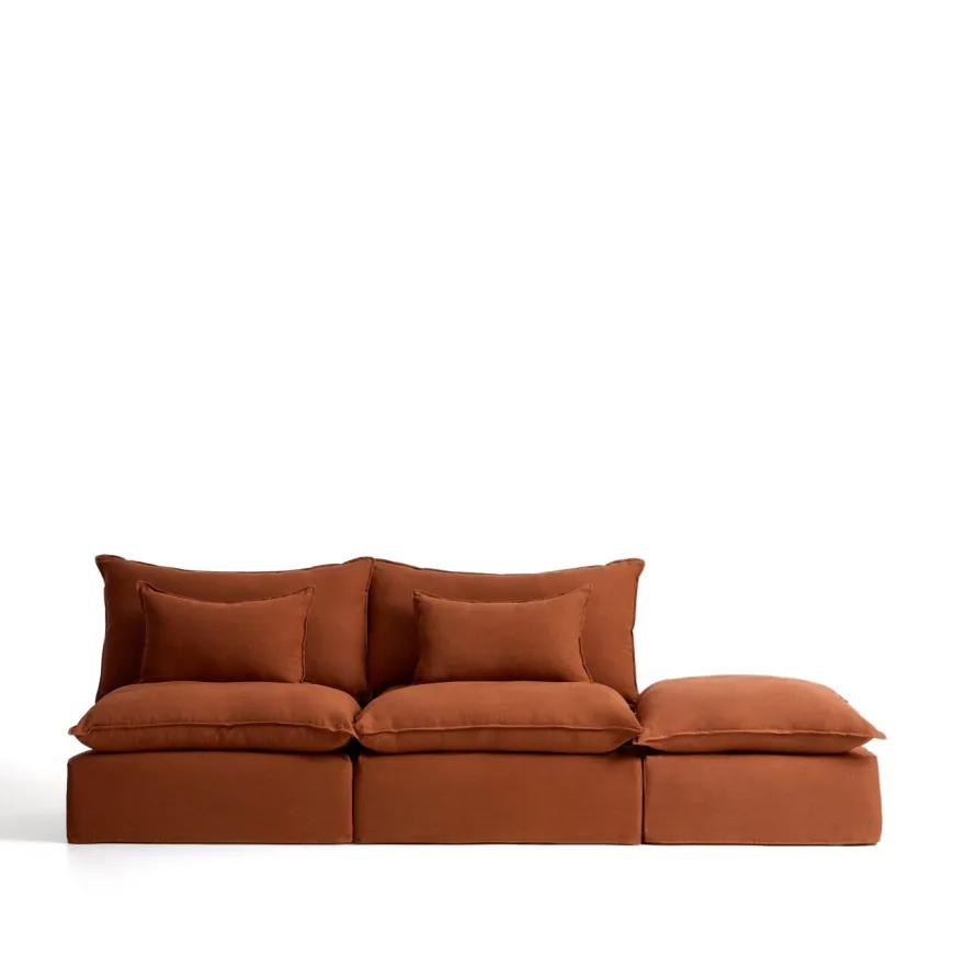 Kave Home Anarela 3-Zitsbank + Hocker
