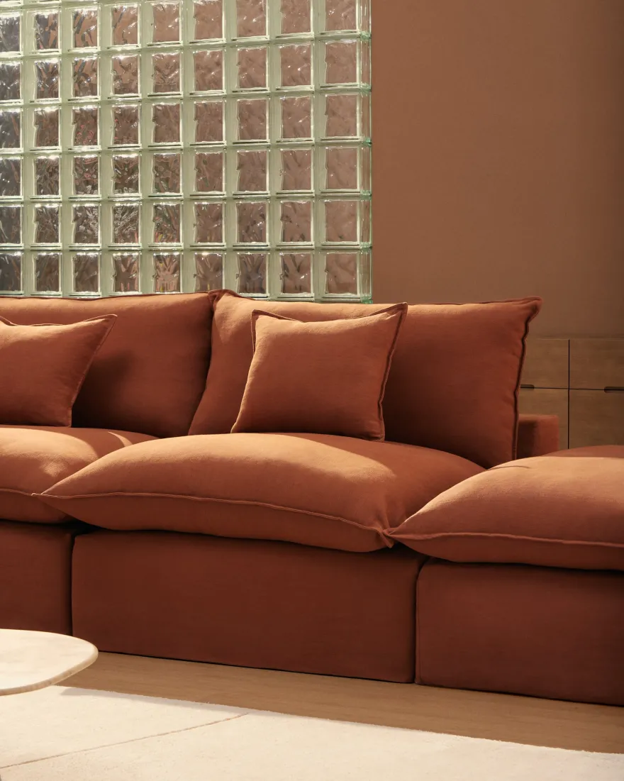 Kave Home Anarela 3-Zitsbank + Hocker