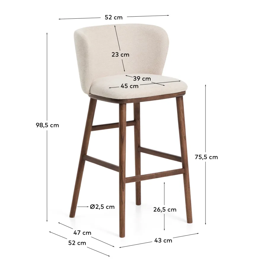 Kave Home Ciselia Hoog Barstoel
