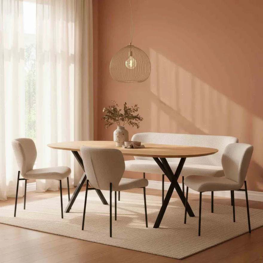 LOTS Charles Beige Eetkamerbank