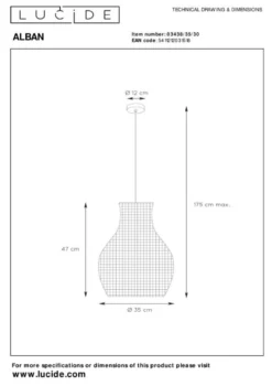 Lucide Alban Hanglamp
