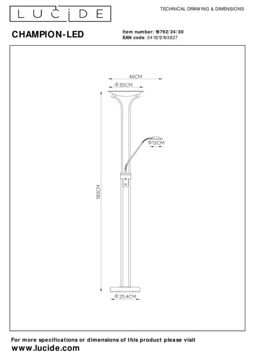 Lucide Champion-Led Vloerlamp