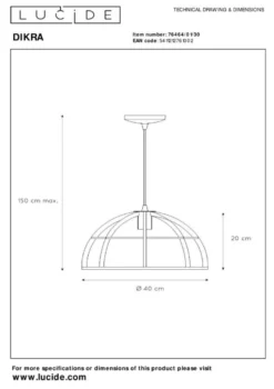 Lucide Dikra Hanglamp