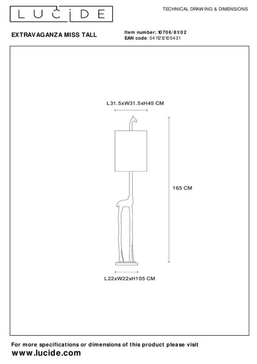 Lucide Extravaganza Miss Tall Vloerlamp