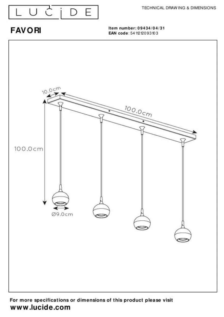 Lucide Favori Hanglamp