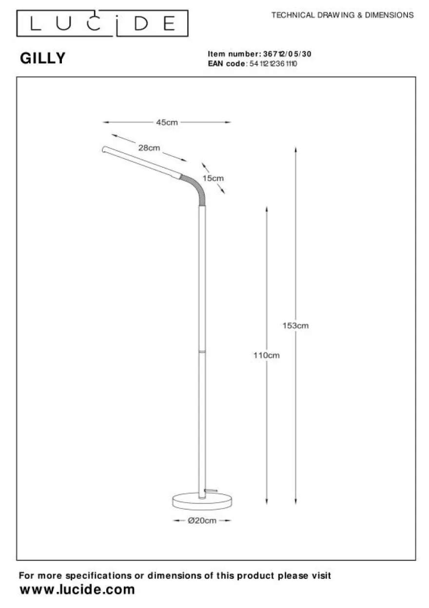 Lucide Gilly Zwart Vloerlamp