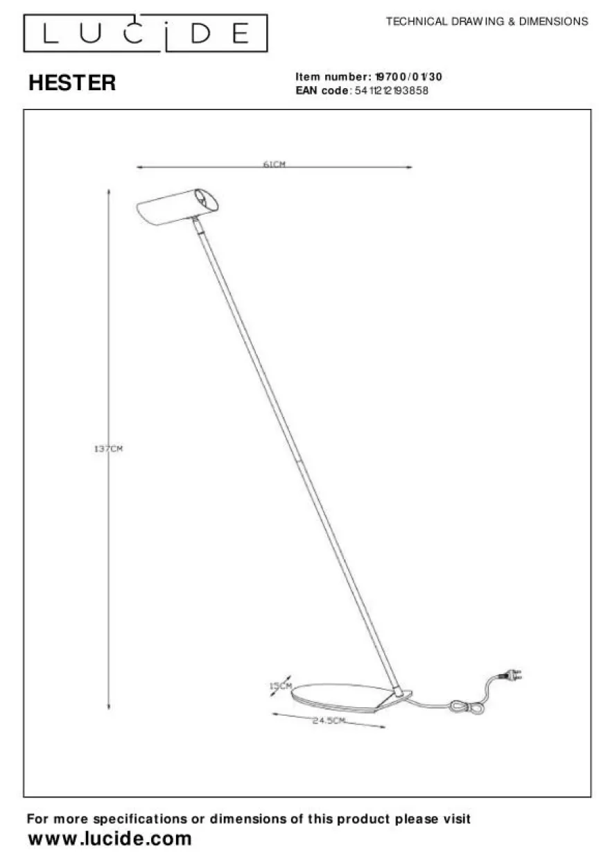 Lucide Hester Vloerlamp