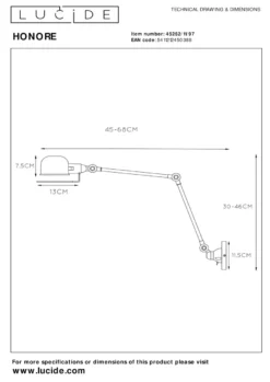 Lucide Honore Wandlamp