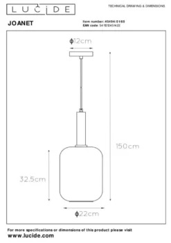 Lucide Joanet Hanglamp