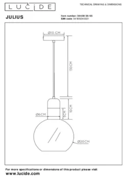 Lucide Julius Goud Hanglamp