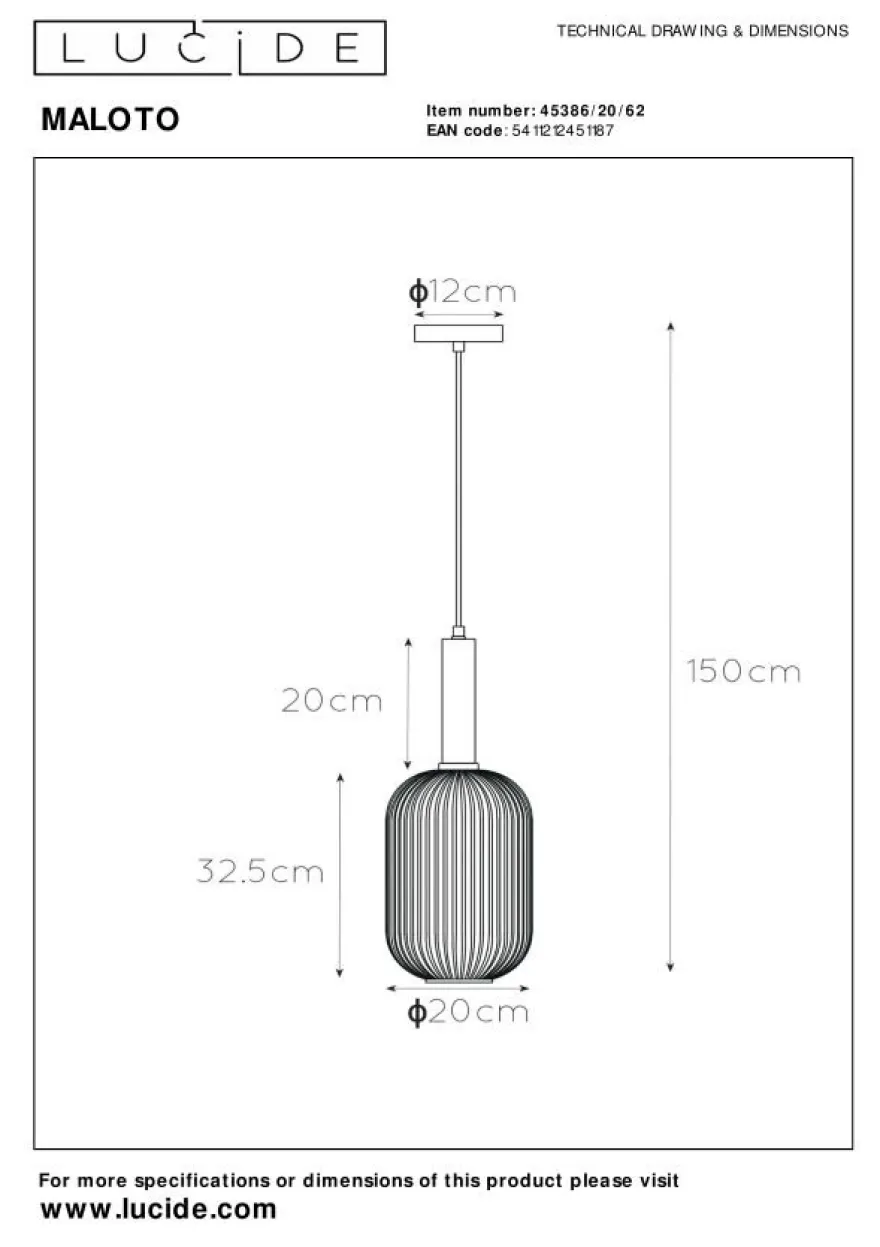 Lucide Maloto Goud Hanglamp
