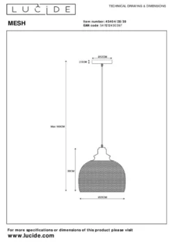 Lucide Mesh Hanglamp
