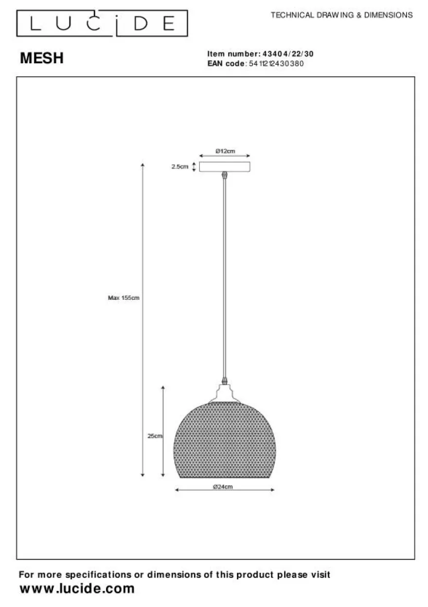 Lucide Mesh Hanglamp