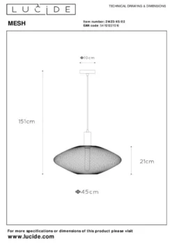 Lucide Mesh Ovaal Hanglamp