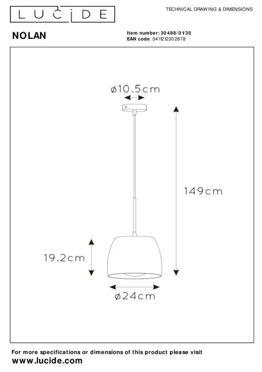 Lucide Nolan Zwart Hanglamp