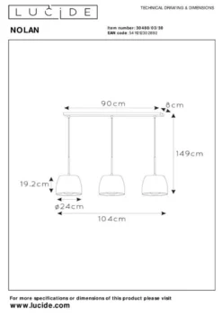 Lucide Nolan Zwart Hanglamp