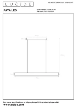 Lucide Raya Zwart Hanglamp