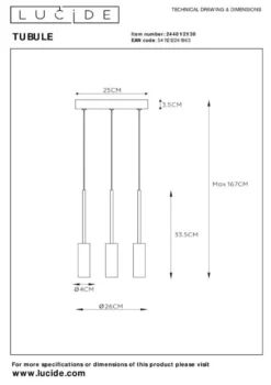 Lucide Tubule Hanglamp