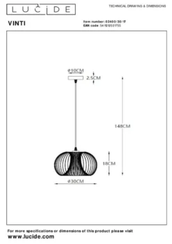 Lucide Vinti Hanglamp