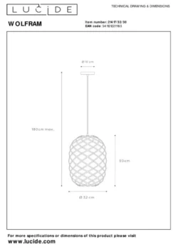 Lucide Wolfram Zwart Hanglamp
