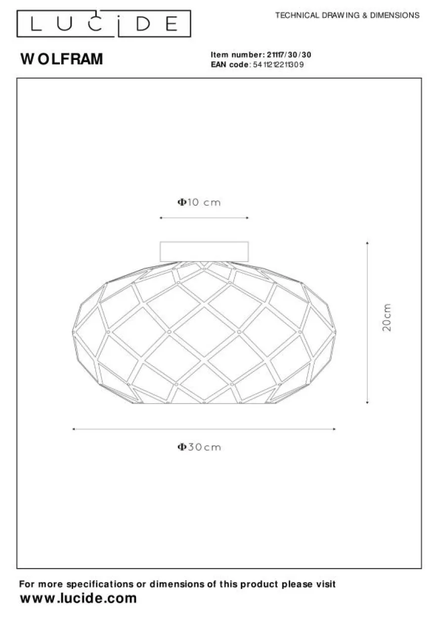 Lucide Wolfram Zwart Plafondlamp