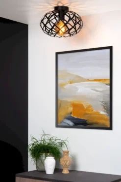 Lucide Wolfram Zwart Plafondlamp
