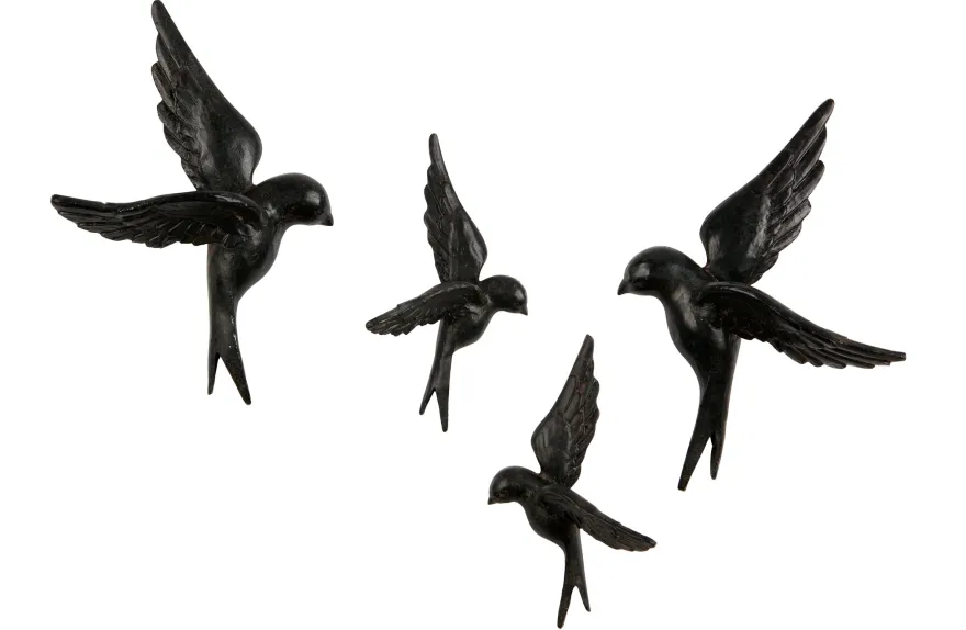 WOOOD Avaler Vogels Set van 4 Wanddecoratie