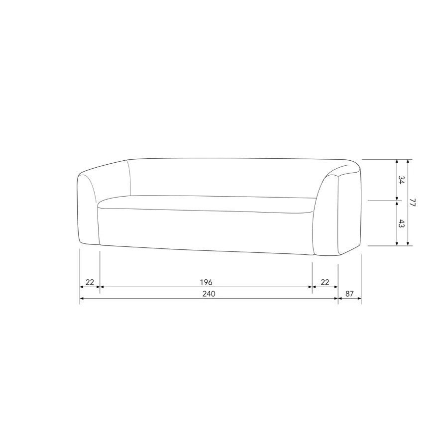 WOOOD Sloping 3-Zitsbank